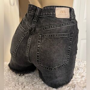 ZARA Distressed High Waist Denim Shorts